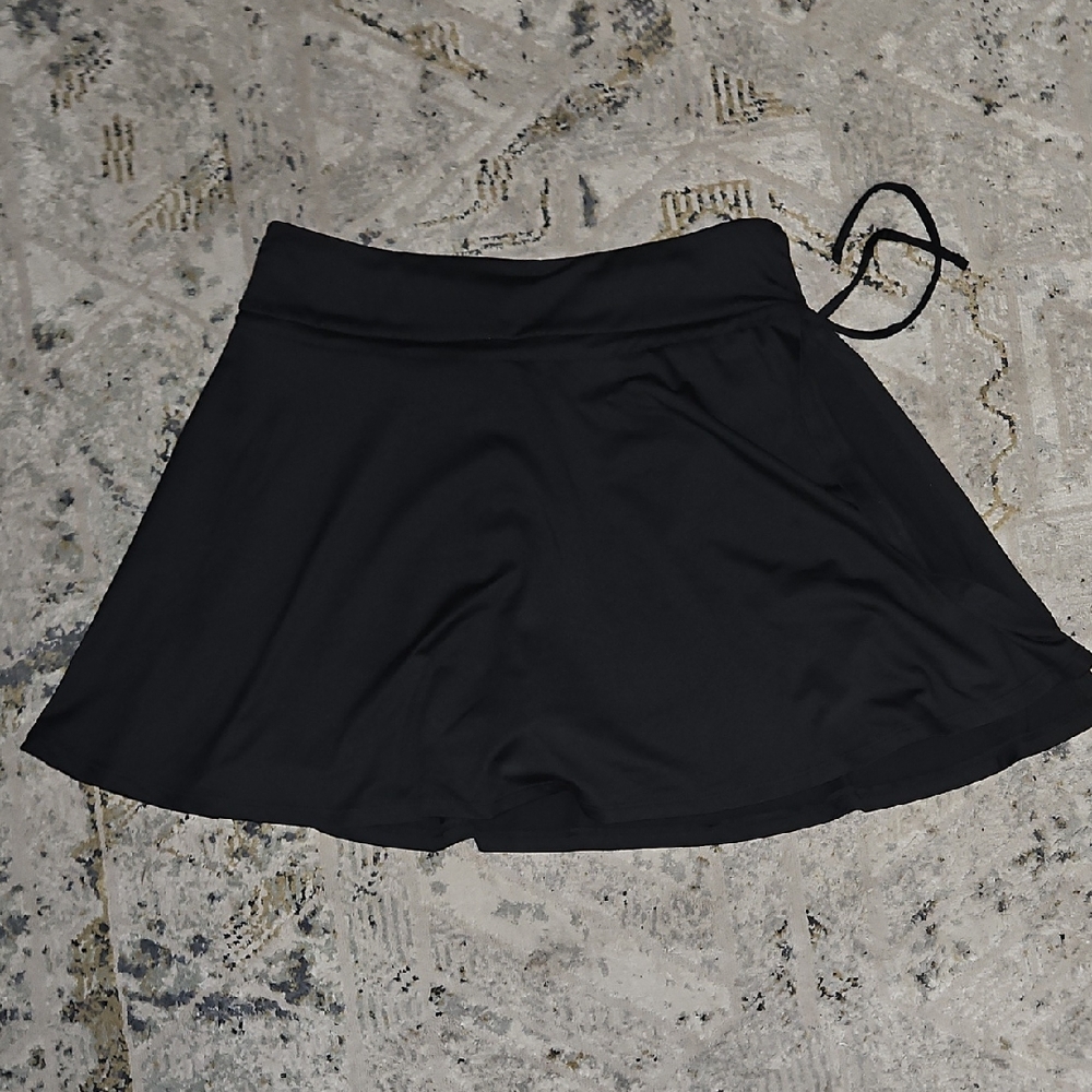Black Athletic Skort With Side Tie Detail